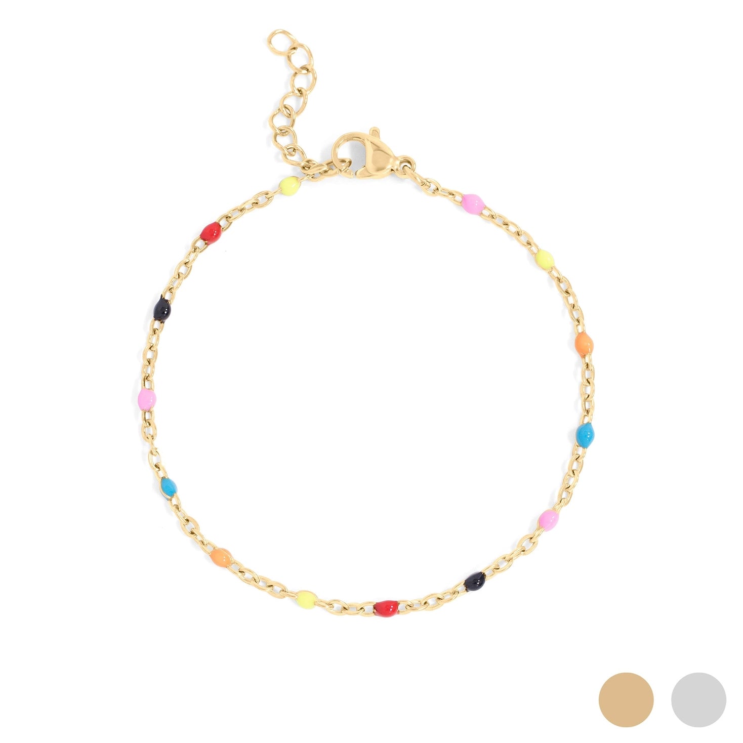 18K Gold Pvd Stainless Steel Muti Color Confetti Bracelet