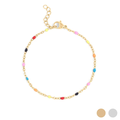 18K Gold Pvd Stainless Steel Muti Color Confetti Bracelet