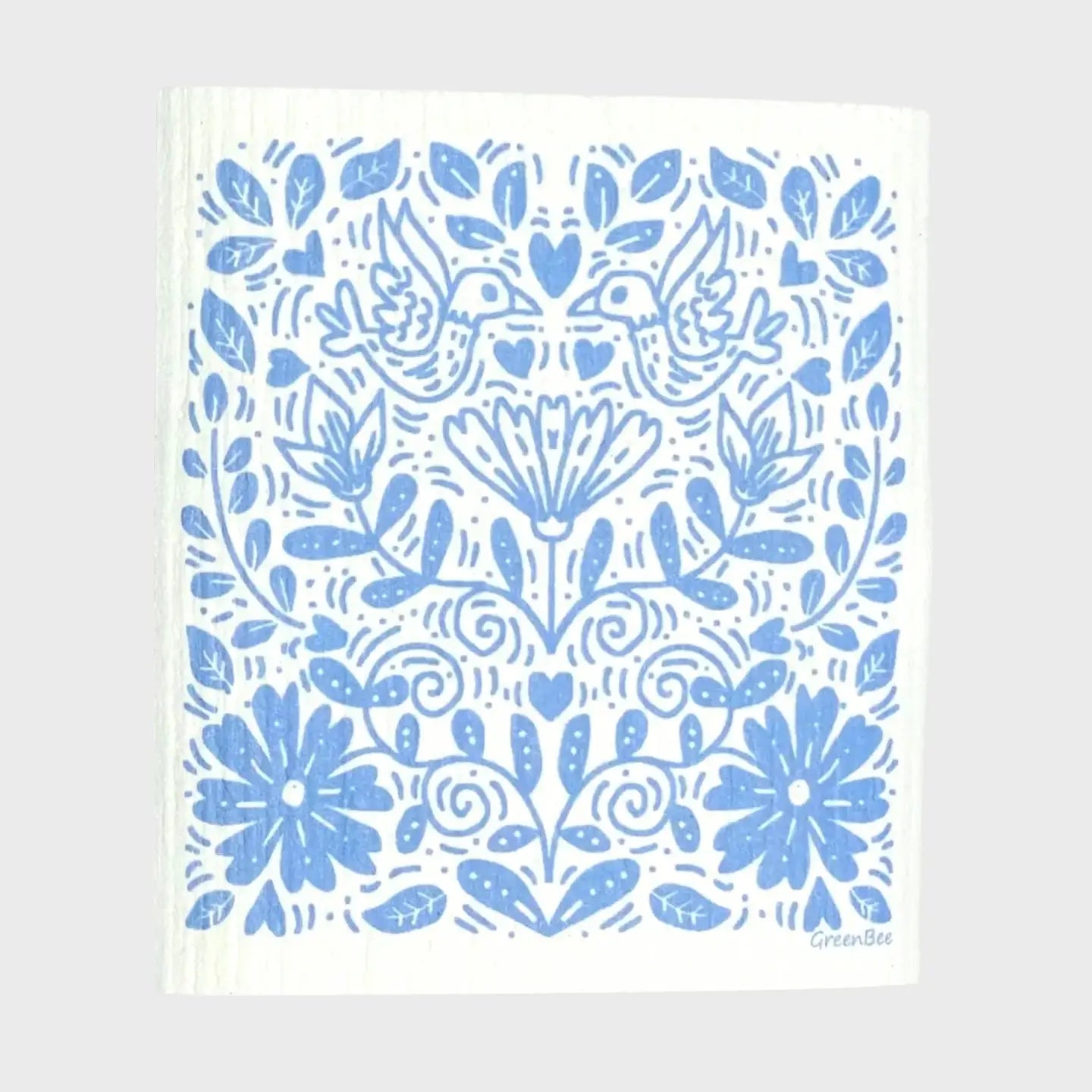 Blue Floral Pattern Swedish Dishcloth | Reusable Paper Towel