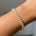 Oval Cz Tennis Gems Cube Chain Cord Bracelet