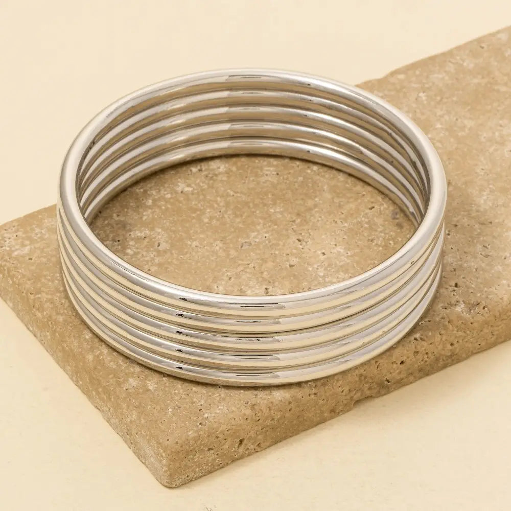 5Pc Metallic Bangle Bracelet Set