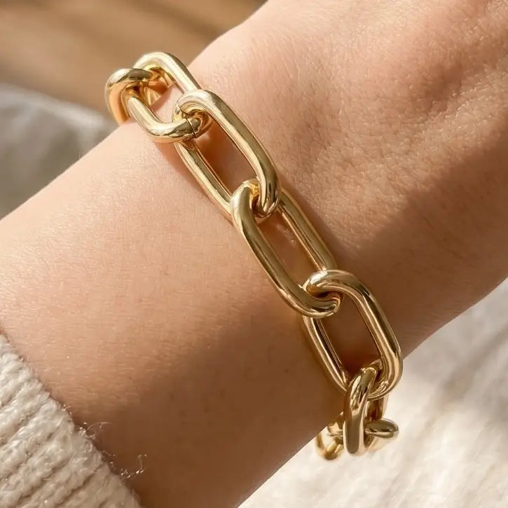 Stainless Steel Chunky Oval Paperclip Link Bracelet